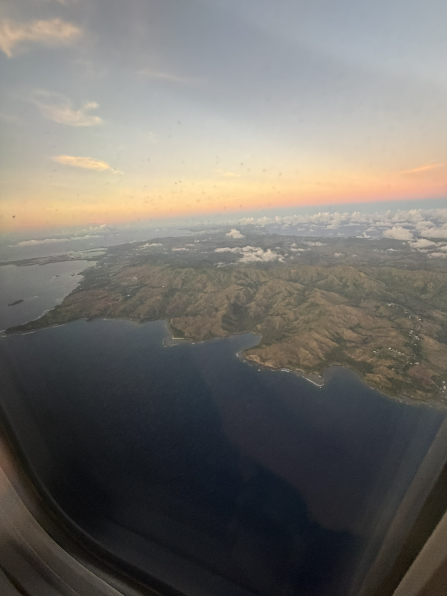 Aerial view of Guam at sunset - the final destination