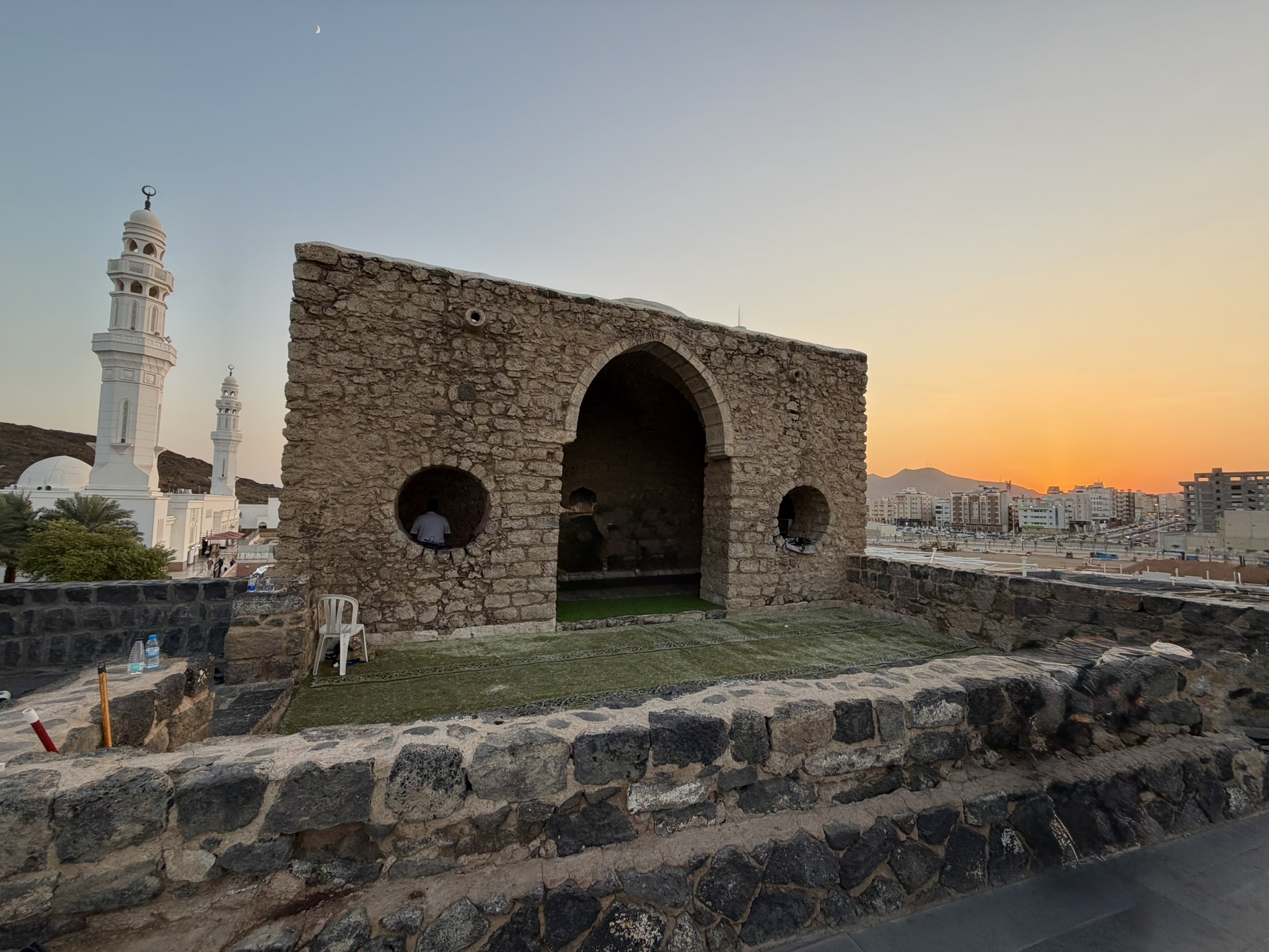 Ancient stone structure in the Seven Mosques area at sunset
