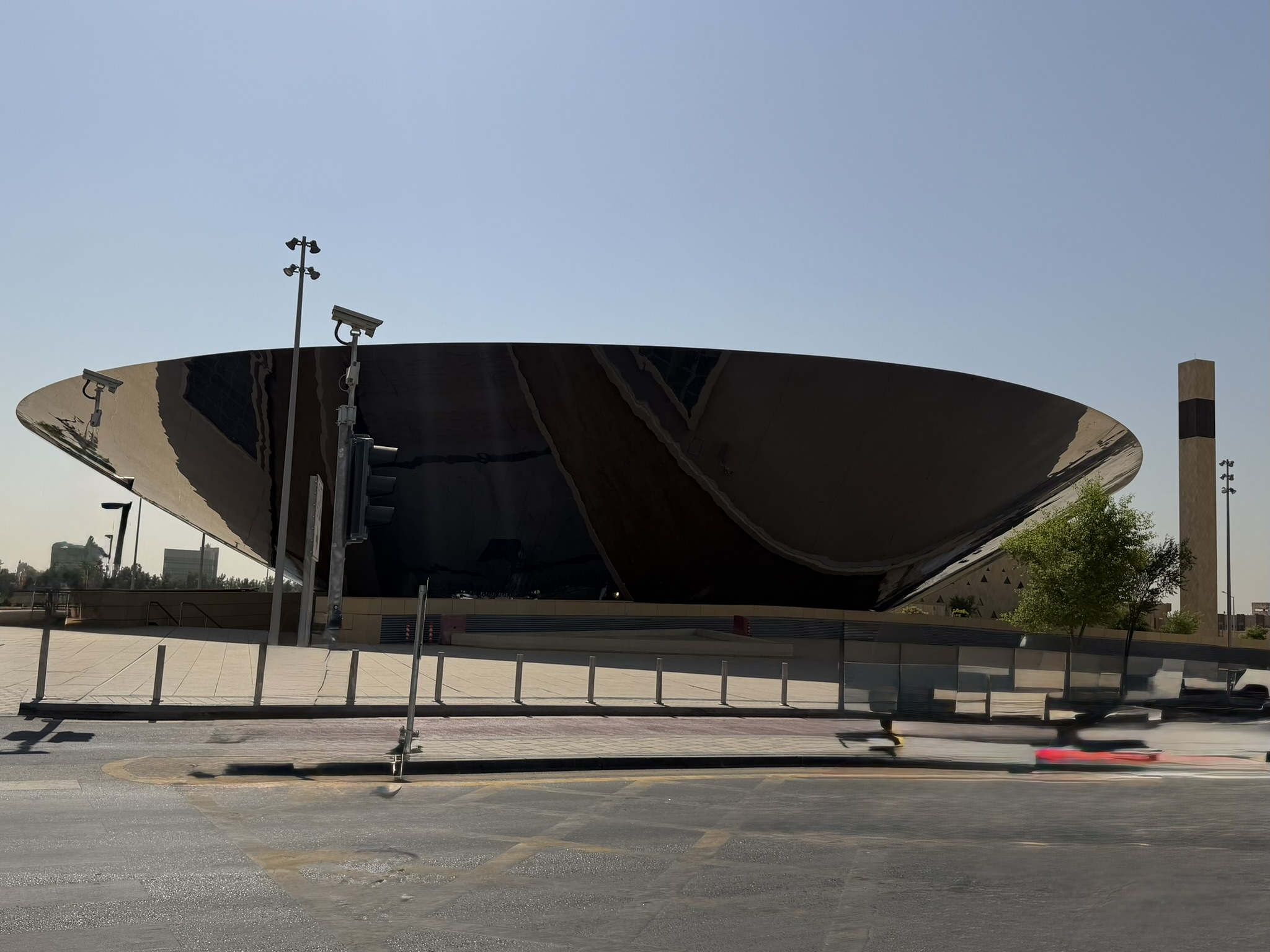 Futuristic bowl-shaped metro station exterior