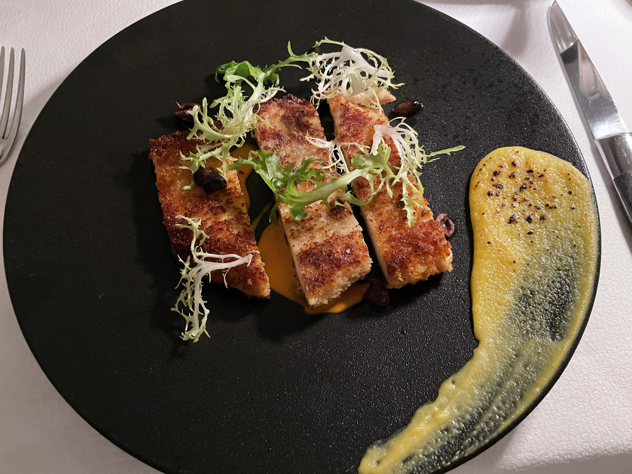 Gourmet dish at a St. Barts restaurant