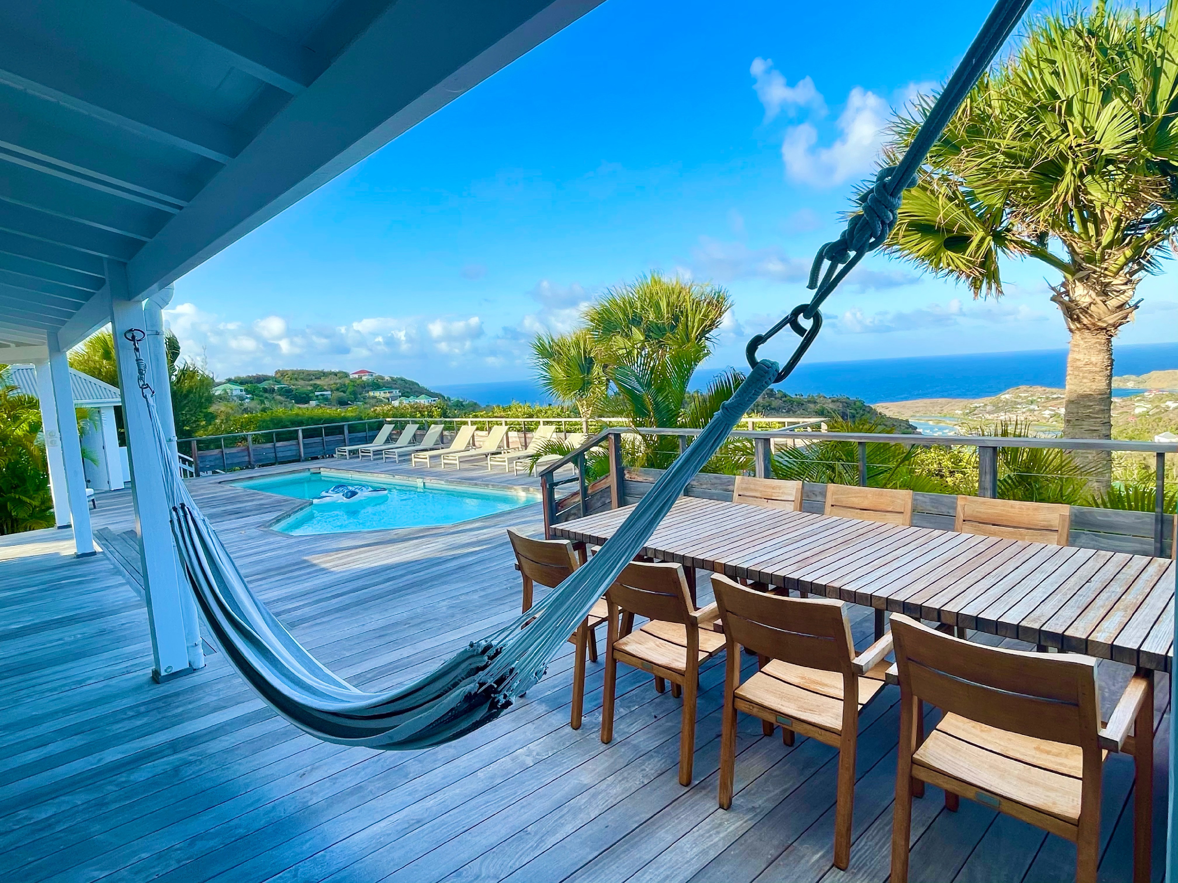 Villa terrace with hammock and ocean view